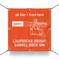 LAUFSOCKE DRAUF! Schild für Paintball Spielfeld / Airsoft Spielfeld (60x60cm)