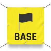 TEAM BASE GELB Schild für Paintball Spielfeld / Airsoft Spielfeld (60x60cm)