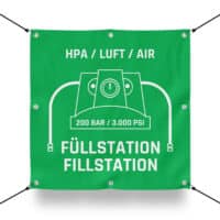 200 BAR HPA FÜLLSTATION Schild für Airsoft Spielfeld (60x60cm)