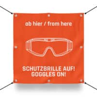 Airsoft SCHUTZBRILLE AUF Schild für Airsoft Spielfeld (60x60cm)