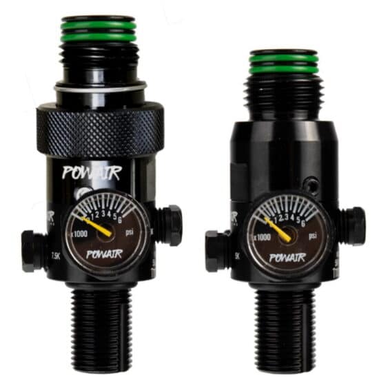Powair_MaxReg_200_Bar_Regulator_mit_Valve_Head_Bonnet_mit_On_Off_Ventil_Groessenvergleich-jpg