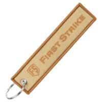First Strike key ring with logo (desert)