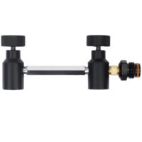 Double connection for HPA bottles with On/OFF valve