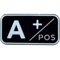 Airsoft / Airsoft PVC Klettpatch Blutgruppe, Medic (A pos, schwarz)