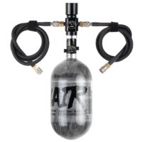 PowAir V1 DUAL Airsoft HPA Set mit HPA System, Regulator & 2 Schläuchen (Carbon) - 300 Bar