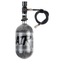 PowAir Airsoft HPA Set mit HPA System, V1 Regulator & Schlauch (Carbon) - 300 Bar